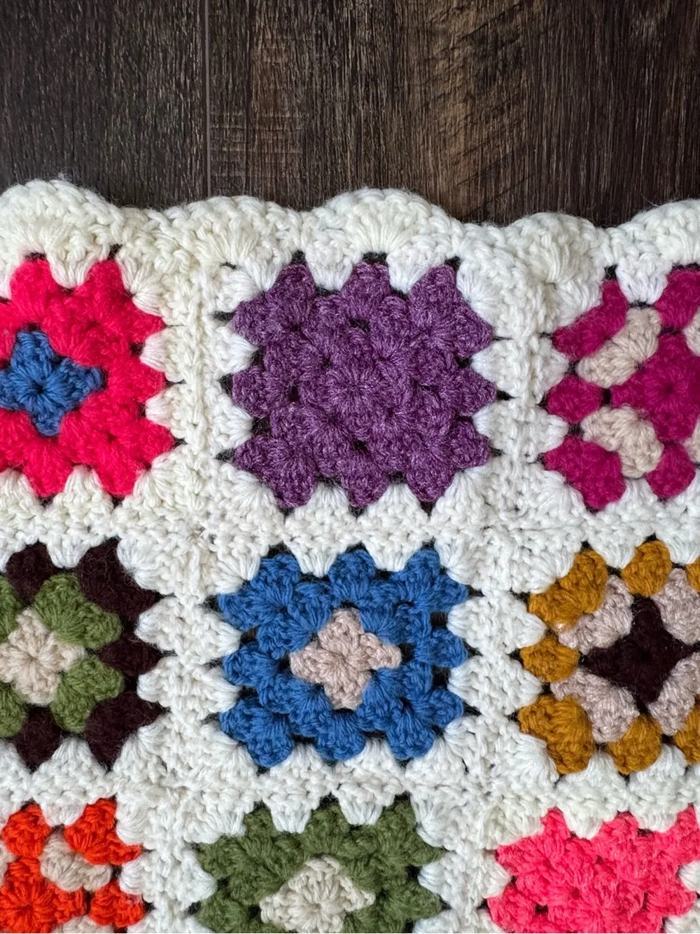 Handmade Multicolor Crochet Granny Square Blanket